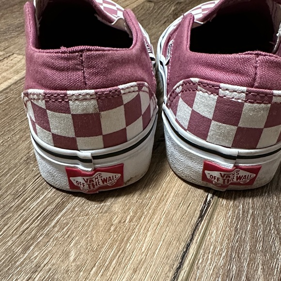 Vans Burgundy and White Checkered Slip-On Sneakers - Picture 4 of 5